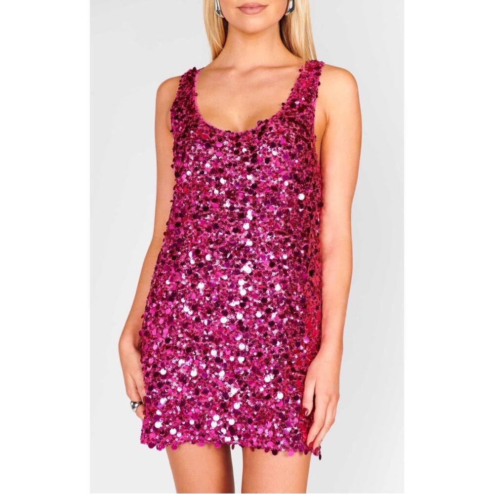 Show Me Your Mumu After Hours Mini Dress in Rich Magenta Sequins M NWT